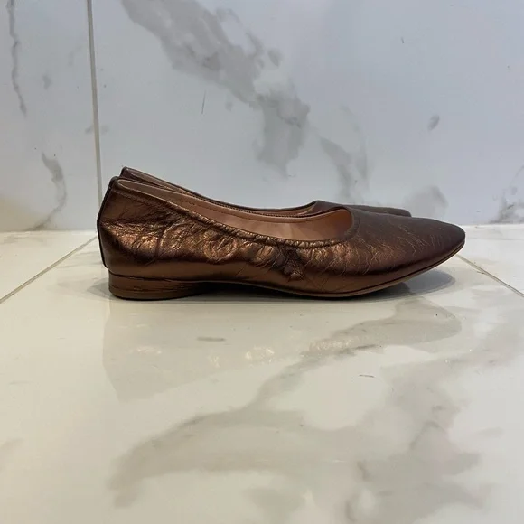 Anthropologie | Avec Les Filles | Bronze Crinkled Metallic Ballet Shoe - Picture 2 of 16